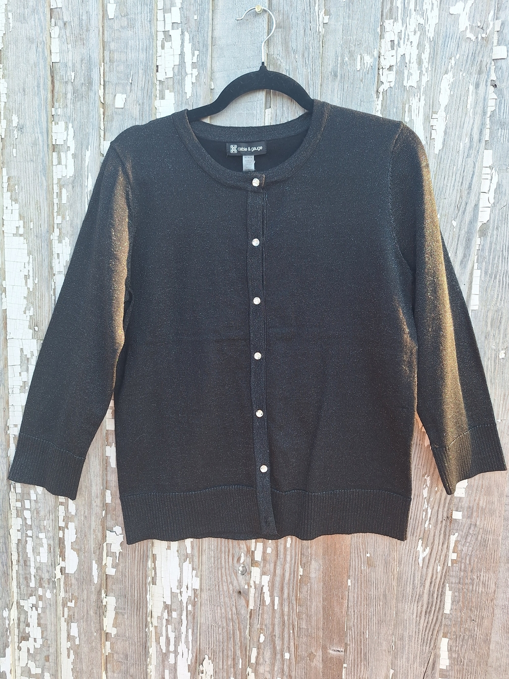 Cable & Gauge Black Button Crewneck Cardigan Size Medium NWR